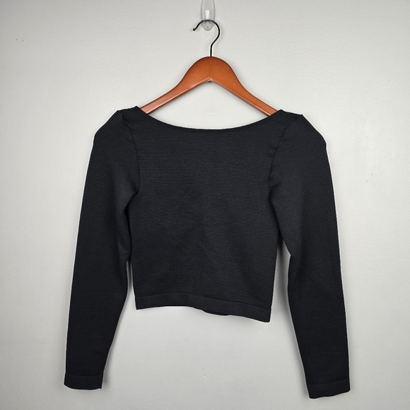 VICTORIA'S SECRET Crop Top Underwire Long Sleeve Black Womens Size S Going Out - Picture 5 of 11